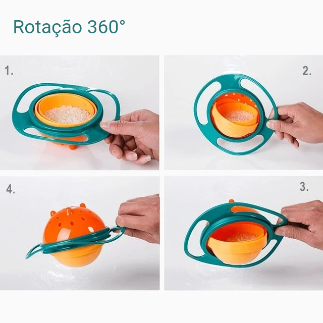Tigela Mágica Infantil 360° (Refeição sem sujeira)
